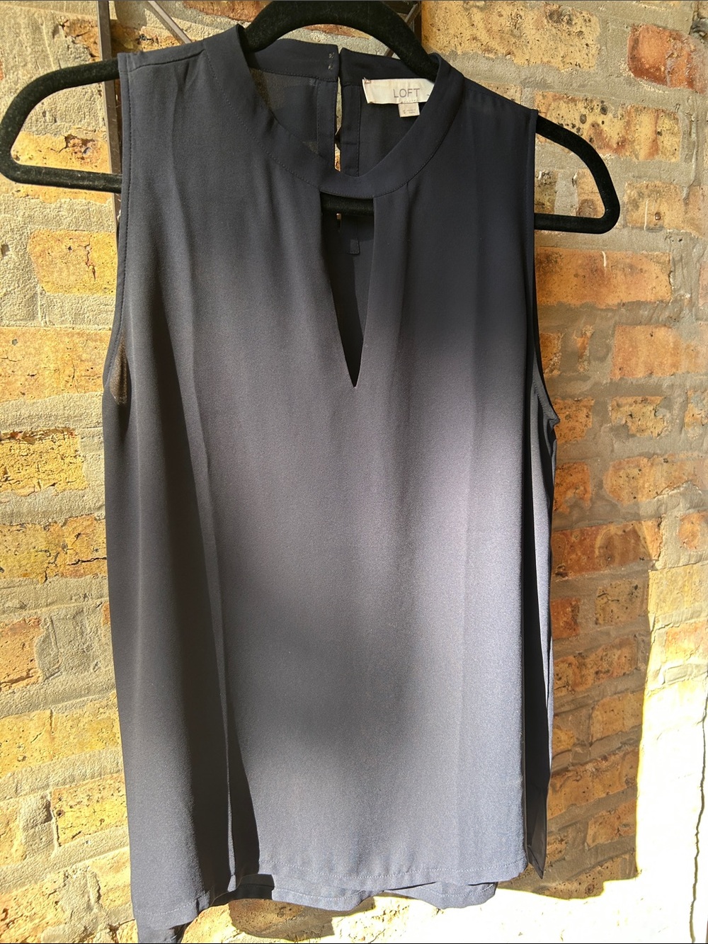LOFT Navy Sleeveless Keyhole Shell Top